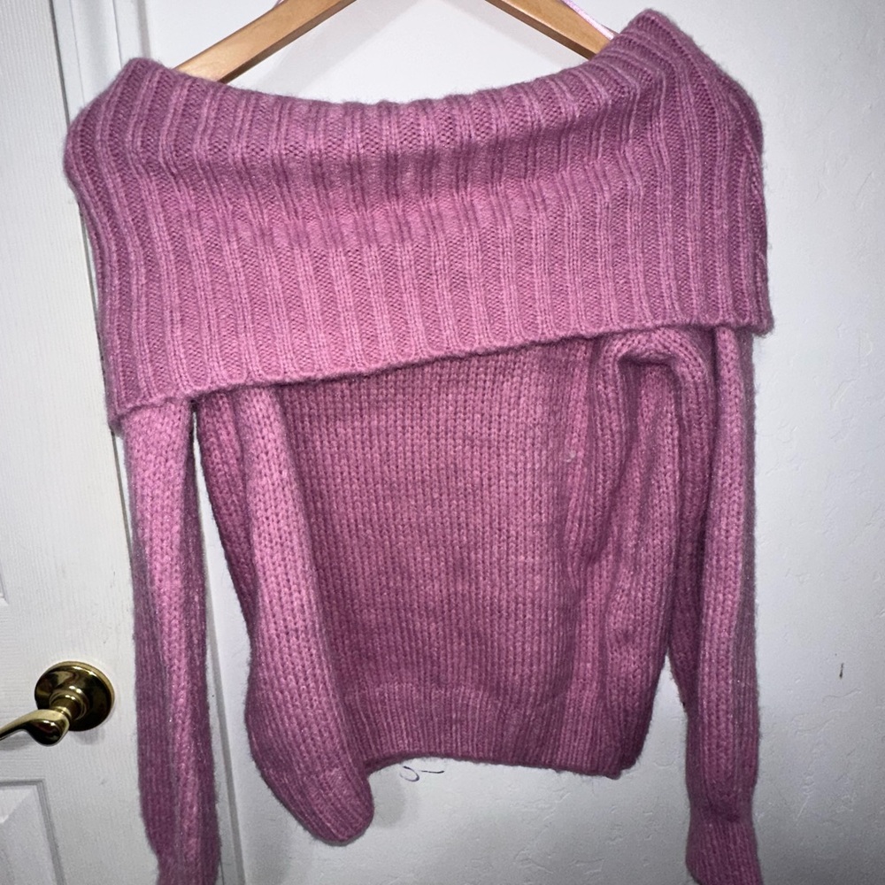 Pink Off-Shoulder Women's Sweater